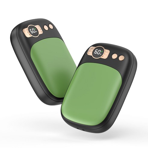CCAGU 손난로 보조배터리 10000mAh 휴대용 전기 충전식 양면발열 미니 핸드워머 핫팩, 그린