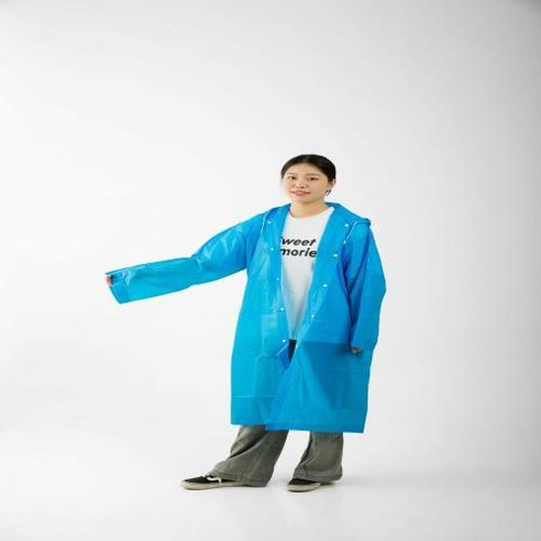 DFMEI 레인코트 플러스 야외 등산 레인코트 남여 롱후드 레인코트 투어입니다, DFMEI 특별후성인-블루1종입니다