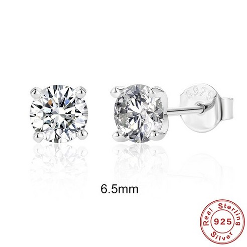 모이사나이트 인조다이아 KOJ 리얼 0.25ct-1.2ct 다이아몬드 스터드 귀걸이 여성용 925 스털링 실버 웨딩 럭셔리 쥬얼리