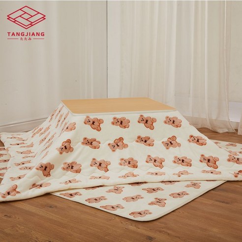 코타츠온열테이블 이불담요세트 난로좌식테이블 만화방 카페, 블랙 105x75난방 테이블+이불+매트+히터