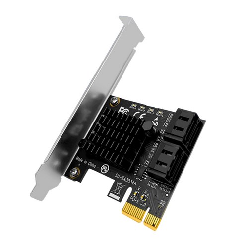 Xzante PCIE-SATA3.0 라이저 카드 PCI-E-4 포트 SATA3.0 어댑터 6Gbps IPFS SSD 확장, 검정