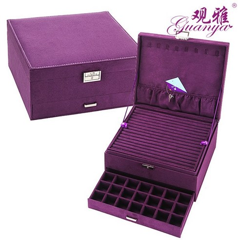 FREELIFE 대용량 가죽 보석함 고급 3단 BC-260, FREE, 보라색-169