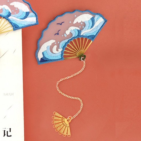 프랑스 자수세트 부채모양 초보용 도안 책갈피 만들기키트 A482, A483, 1개