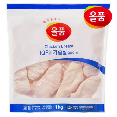 공식 올품 IQF 닭가슴살 슬라이스 1kg 1봉, 1개