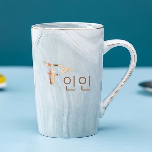 도자기 물컵 선물세트 머그컵 뚜껑 수저 커플컵 스승의 날 선물 가정용 도자기컵 가능, FINE 롱 싱글 그레이, 401-500ml