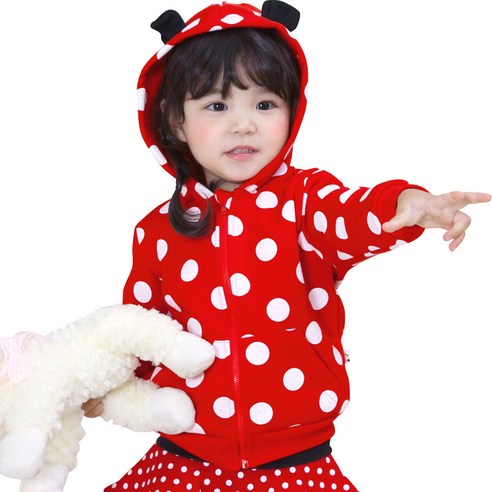 도트후드집업 유아용 기모 바람막이 점퍼 귀욤뿜뿜 국내제작