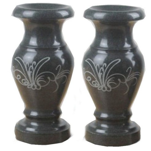산소 돌화병 고급 화병 성묘 제사 꽃꽂이 한쌍 도자기 대리석 돌 묘지 납골당 무덤 수목장, 블랙 20cm