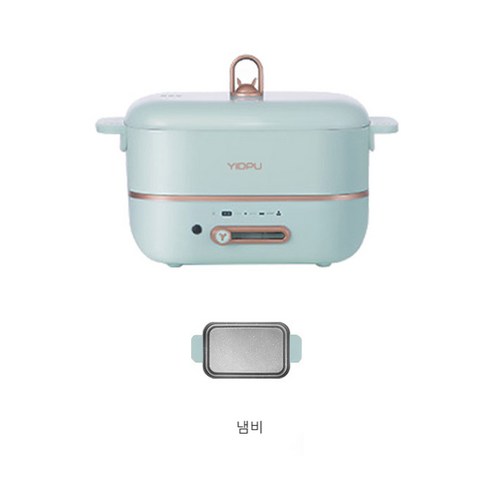 Mosasaur탈부착형 다기능 전기냄비 후라이팬 찜기 미니전기냄비, 그린계열, 냄비