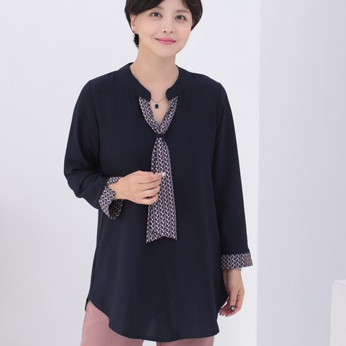 엄마옷 백합사 중년옷 스카프 타이 블라우스 BL20423 중년의류 여성용 미시옷 마담 50대