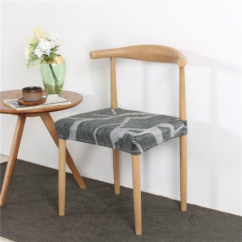 날염 우유 실 탄력 소뿔 의자 식사 의자 커버 호텔 가정용 의자 커버 등받이 방석 커버, 삼림