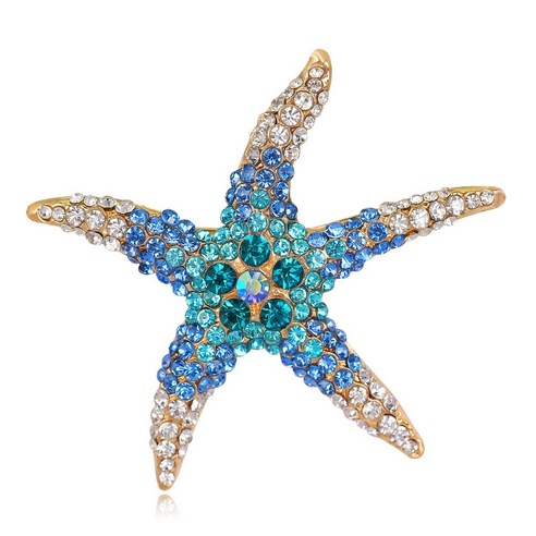 KORELAN 새로운 상감 모조 다이아몬드 귀여운 여러 가지 빛깔의 불가사리 브로치 패션 성격 스타 코사지 자리 제조 업체