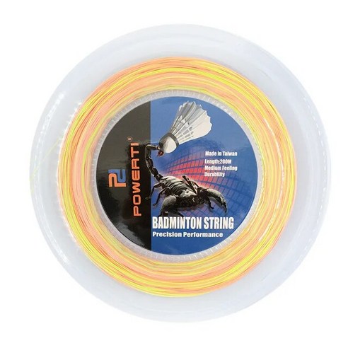 파워티 배드민턴 라켓 스트링 레인보우 귀여운 트레이닝 고탄성 볼 네트 스탠드 BX-95 200m-0.7mm, 04 orange-yellow