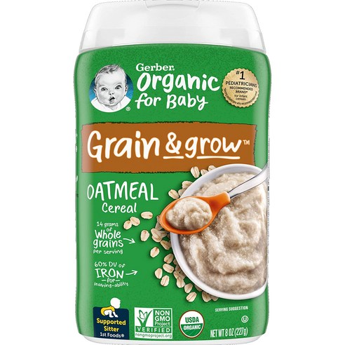 거버 싱글 그레인 시리얼 분말 어린이 미음 227g, 1개, 오트밀(Oatmeal)