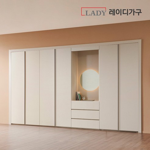 레이디가구 매튜 베이직 서랍파우더 여닫이 붙박이장 3000~3300 (10자), 스케치화이트