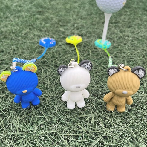 골프유단자 골프티걸이 티꽂이 컬러곰 인형 3종세트 실리콘 티홀더, 도넛링, 3개