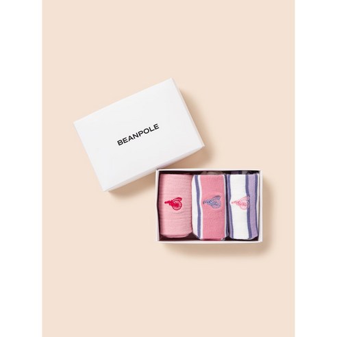 사랑스러운 디자인과 안전한 소재로 완성된 우리 아이를 위한 최고의 선택, 빈폴키즈 베이직 골지 양말 3족 세트 라이트 핑크