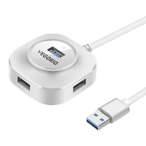 4 포트 USB 허브 멀티포트 커넥터 고속 확장 분배기 어댑터 노트북 PC 키보드 데스크탑 마우스용 익스텐더, USB3.0 화이트 0.2m., 77.5x68x30mm., ABS 플라스틱
