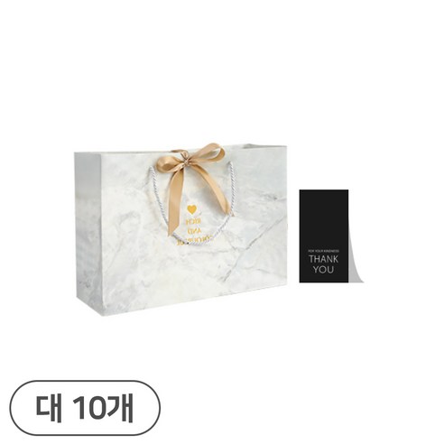 27리빙 선물 쇼핑백 10p+감사 스티커 10p, 04 대리석 골드리본, 대