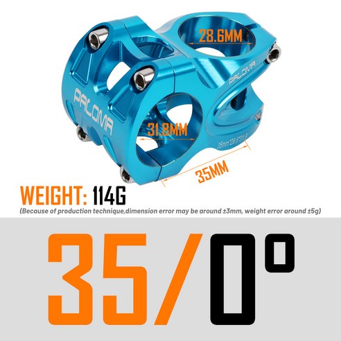 알루미늄 합금 산악 도로 자전거 0 도 라이저 31.8MM 수정 및 업그레이드 된 예비 부품, 블루 35MM