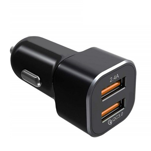 QC3.0 2.4A 자동차 전화 충전기 듀얼 USB 알루미늄 합금 빠른 충전, 블랙, Pd 2.4a 포장