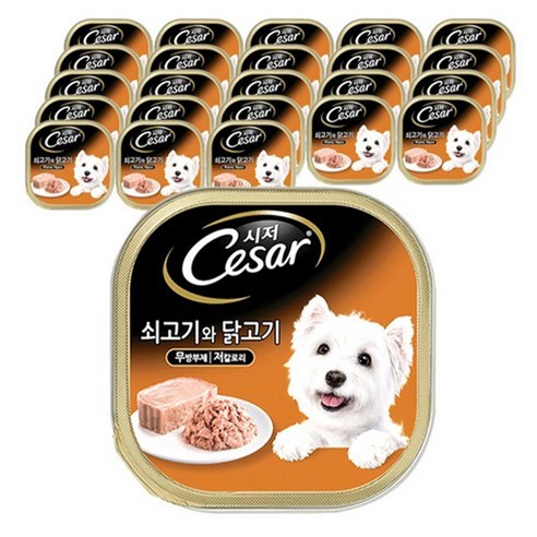 시저 반려견 주식캔, 24개, 100g, 소+닭 강아지시저24