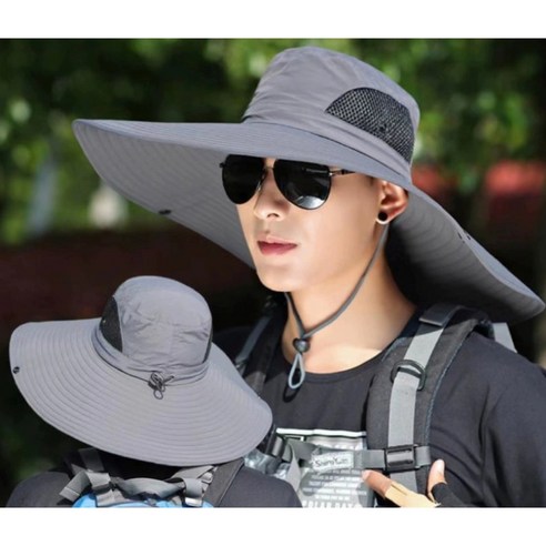 1+1 재재상점 남녀공용 와이드 챙모자 사파리 등산모자, 다크그레이+네이비