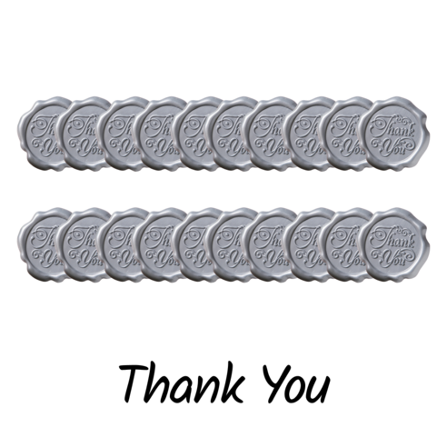 블루제이 프리미엄 실링왁스 스티커 대용량, Thank you, 20개, 실버