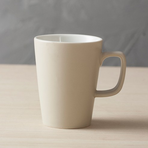[다나에]대용량 손잡이가있는 세라믹 머그잔, 배럴 모양-스퀘어 핸들 카키스, 301-400ml