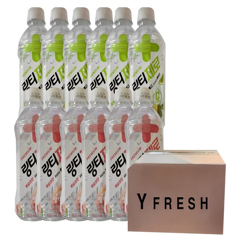 YFRESH)링티제로 복숭아맛 500ml x 6 링티제로 레몬라임맛 500ml x 6 + YFRESH박스, 1세트