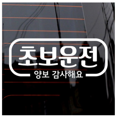 제제데코 자동차 스티커 심플라인 초보운전, 화이트, 1개