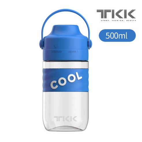 대용량 트라이탄 빨대물통 밀크티 컵, 파란색, 500ml