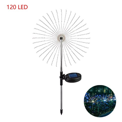 150LED 태양 야외 잔디 민들레 방수 플래시 문자열 조명 잔디 불꽃 램프 정원 크리스마스 장식 안뜰 조명, 3 PCS_120 led RGB