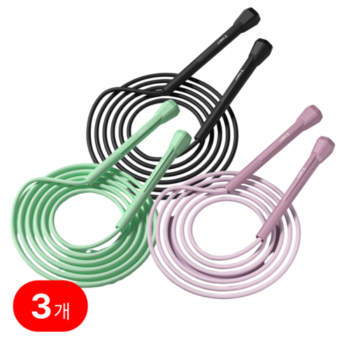 아카츠키 줄넘기 안꼬이는 슬림 3P, 검정+민트+보라, 3개