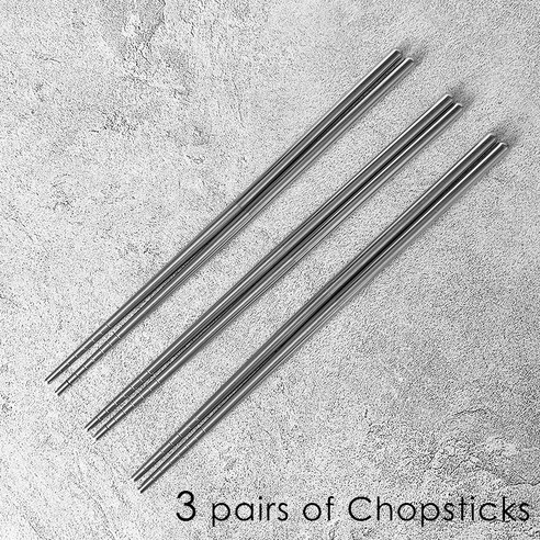 3pcs 캠핑 관광 하이킹 야외 여행 저녁 식사 세트 숟가락 포크 젓가락 304 스테인레스 스틸 dropship에 대 한 접는 식기 세트, {"크기":"하나"}, 3x Chopsticks