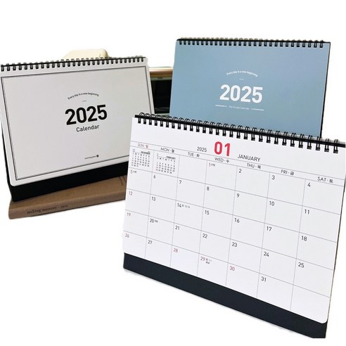 딕플1+1 2025 고급 양면 스탠딩 캘린더 사무실 탁상 달력, 1세트, 화이트