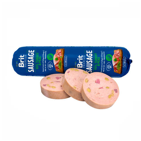 브릿 프리미엄 독 화식 강아지 사료 소세지, 1개, 800g, 칠면조&완두콩