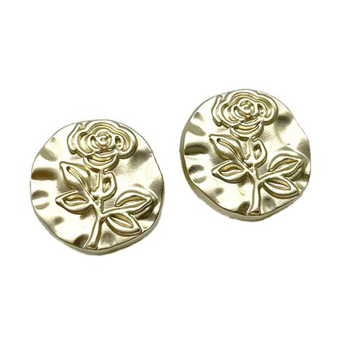 도이아 앤틱 로즈 엠보싱 포인트 DIY 의류 액세서리 부자재 콩단추, 골드20mm, 50개