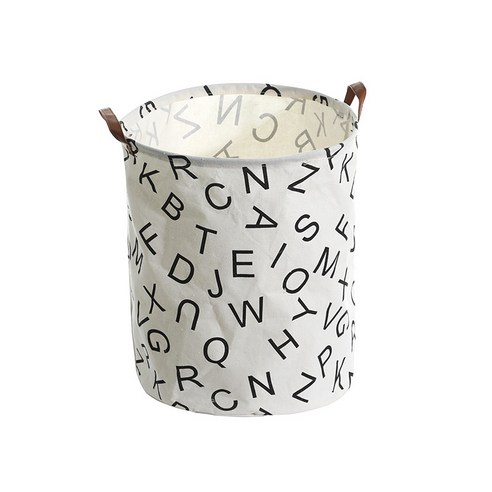 북유럽풍 방수 면마 욕실 더러운 옷 바구니 심플한 수납 바구니, 40×50cm, 라틴 문자