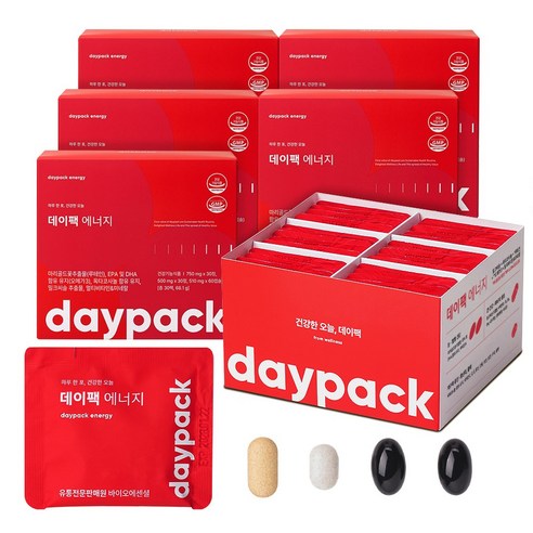 데이팩 에너지 밀크씨슬+옥타코사놀+루테인+오메가3+17종 멀티비타민, 5개, 30회분
