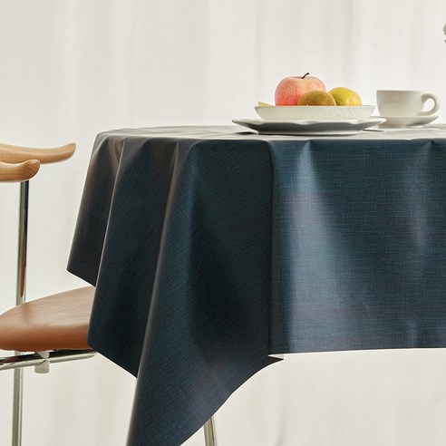 리빙공감 모던 가죽 방수 무지 테이블보 식탁보, 네이비, 4인용와이드(180cm*140cm), 1개
