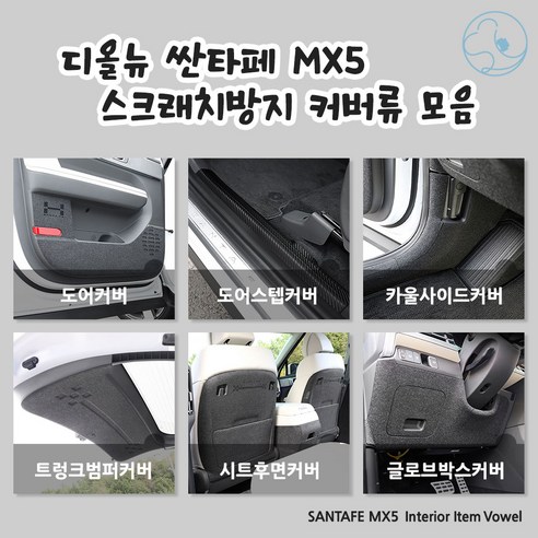 [보여줄카] 디올뉴싼타페 MX5 튜닝 스크래치방지 커버 인테리어 몰딩 모음, 02. DJ_도어스텝커버 - 펠트(하이브리드)