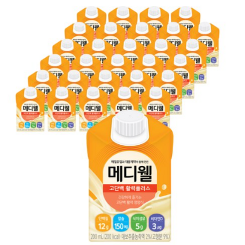 메디웰 고단백 활력플러스 200ML 30팩/시니어단백질/부모님단백질, 30개