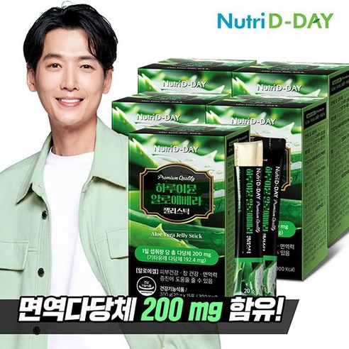 뉴트리디데이 하루이뮨 면역 알로에베라 젤리스틱 5박스 75포, 300g, 5개