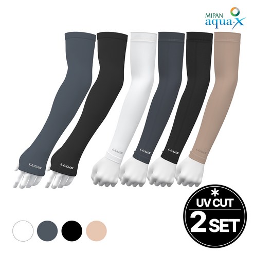 루디스 아웃도어 에어플로우 UV차단 쿨 팔토시, 그레이, 2세트, LUPDUA01 손목형(짧은 타입), M