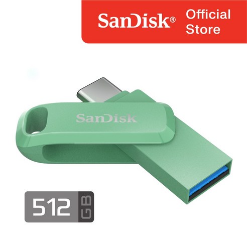 샌디스크 정품 울트라 듀얼 드라이브 고 512 GB 기가 SDDDC3 압생트 그린 OTG, 512GB, 1개