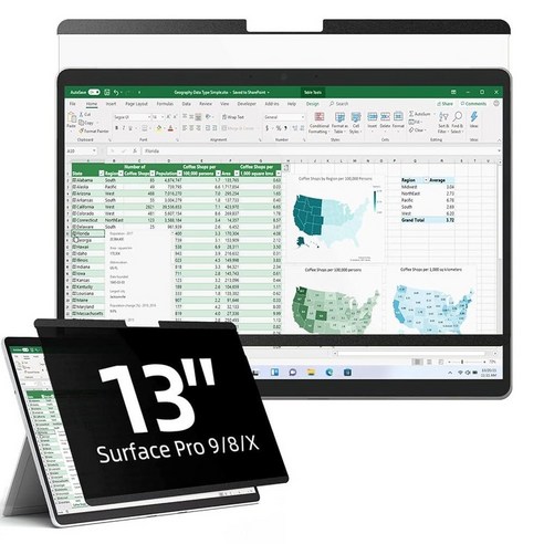 마이크로소프트 서피스 프로 9 (2022) / 8 (2021) X (2021 2019)와 호환되는 마그네틱 프라이버시 필터 33cm(13인치) 탈착식 스파이 눈부심 블루 라이트, Magnetic privacy screen for, 15 inch Surface Laptop 5/4/3/2