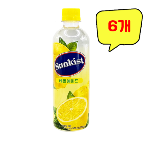 썬키스트 레몬에이드 페트음료 500ml x 6개