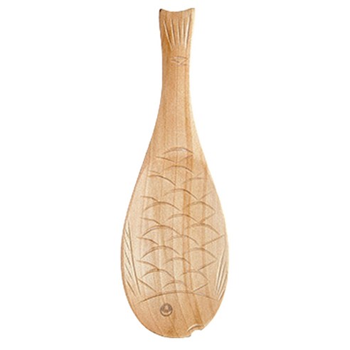 Japanese Wooden Rice Spoon Household Fish Shape Non Stick Rice Spoon Solid Wood Rice Spoon Creative, 한개옵션1, Wood color