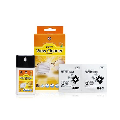 클린바이 뷰 휴대폰 액정클리너 세정제 핸드폰세척 스마트폰청소 모니터 안경닦이 소독제 살균 닦기 50매, 1개, 뷰클리너 50매
