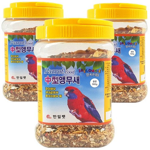재롱이 중형 앵무새 사료, 900g, 3개